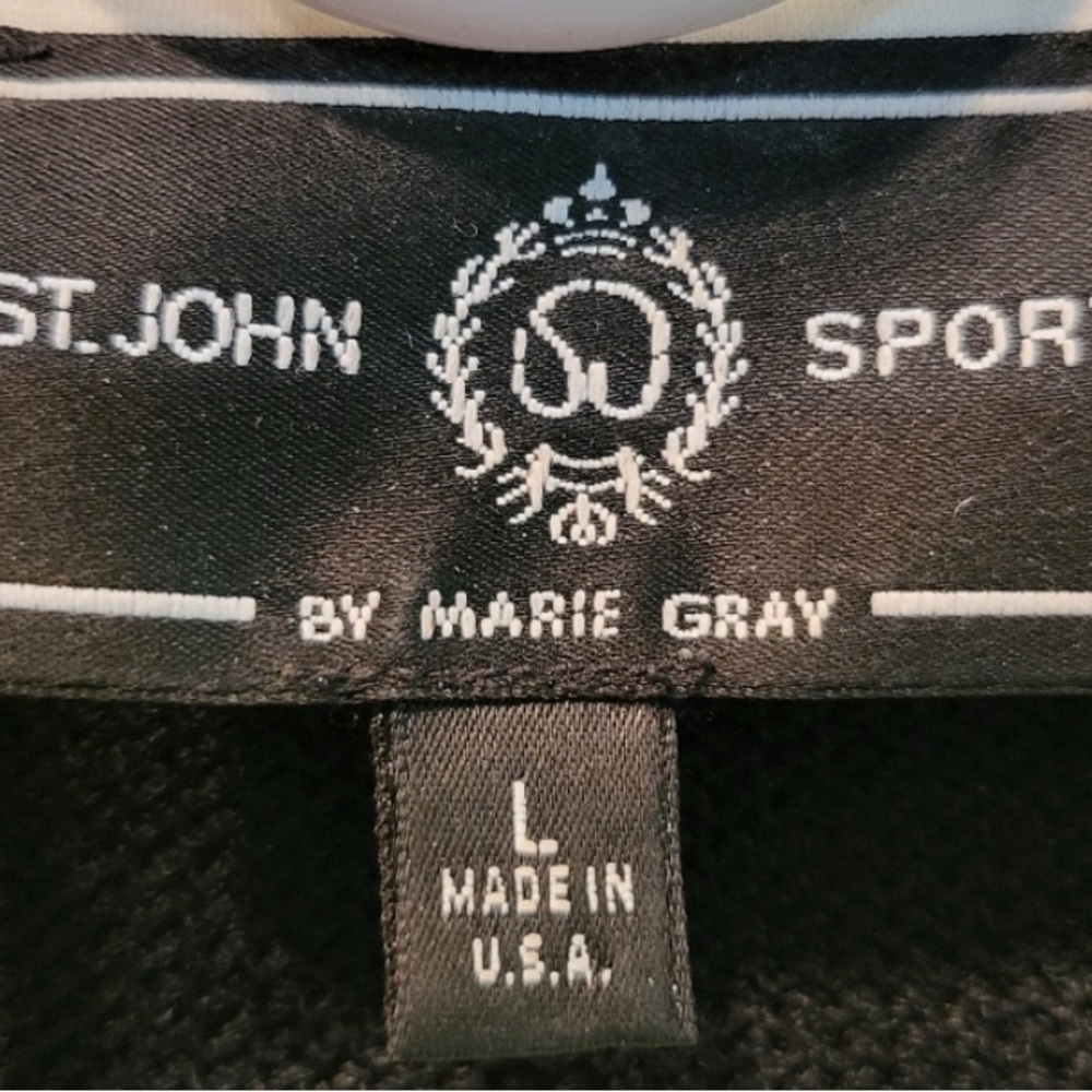 St. John - Santana Knit- Black and Cream Polo style - sweater with Long Sleeves - Picture 2 of 8